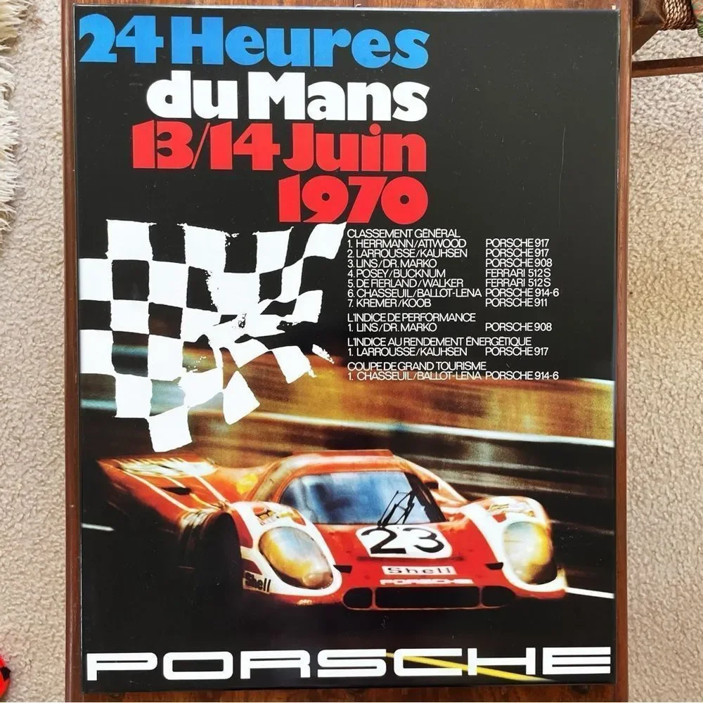 Porsche 24 Heures du Mans 1970 Metal Plaque Winner List